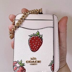 Coach White and Red Strawberry Card Holder